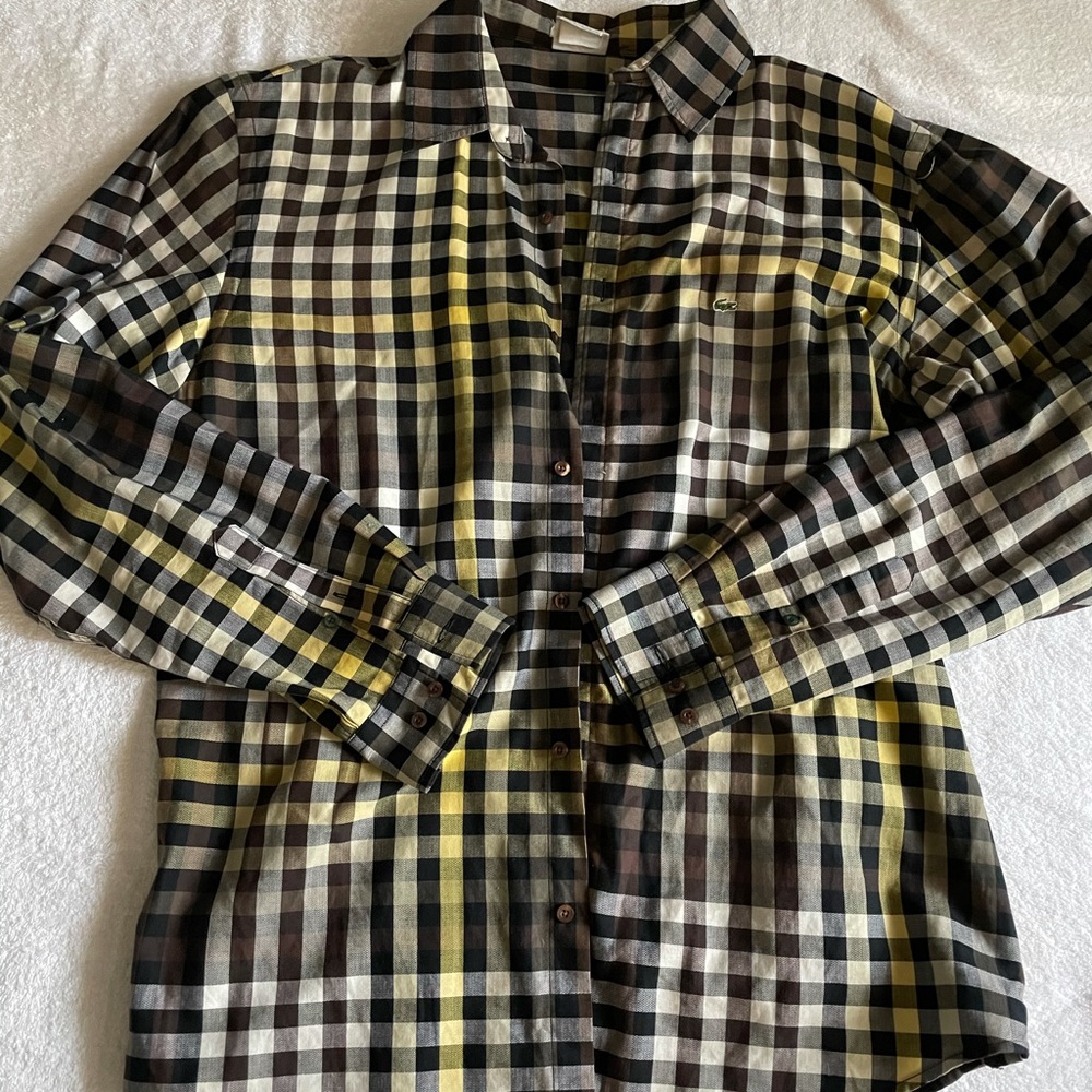 Lacoste Button Down. Black, Yellow, Gray - image 1